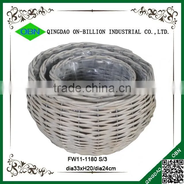 Cheap decorative handmade wicker vase with plastic liner