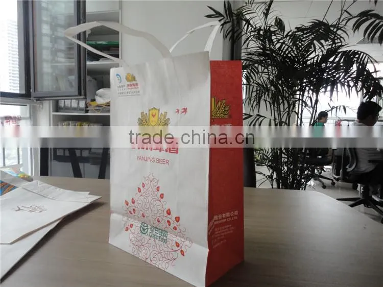 free sample hande made warp and weft paper material new design custom restaurant branded retail paper kraft bag