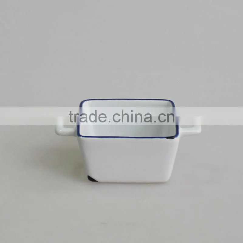 Set of 3/4 hand-printing mini dinnerware stoneware tapas bakeware
