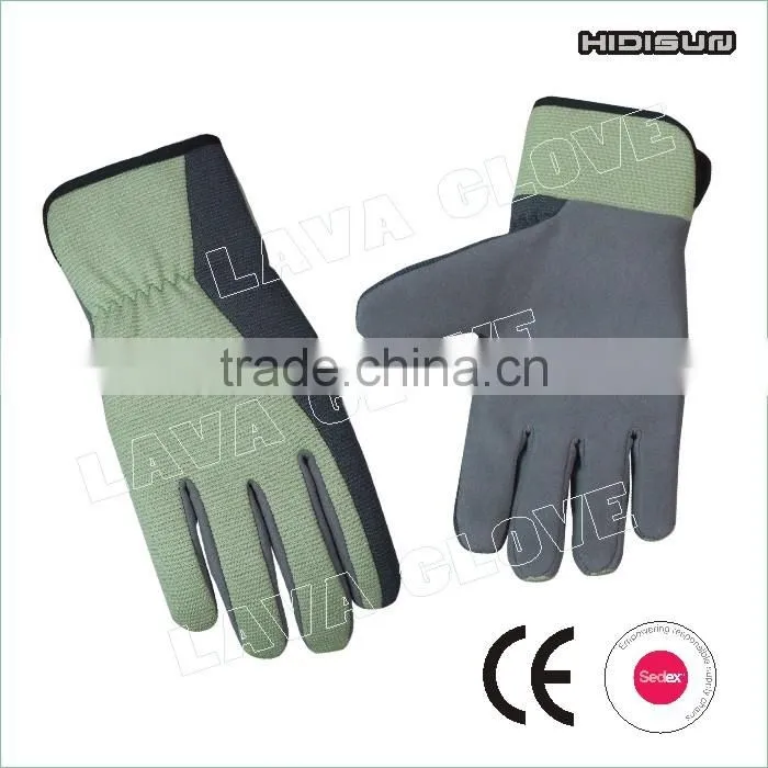 High breathability green stretch-spandex back working glove