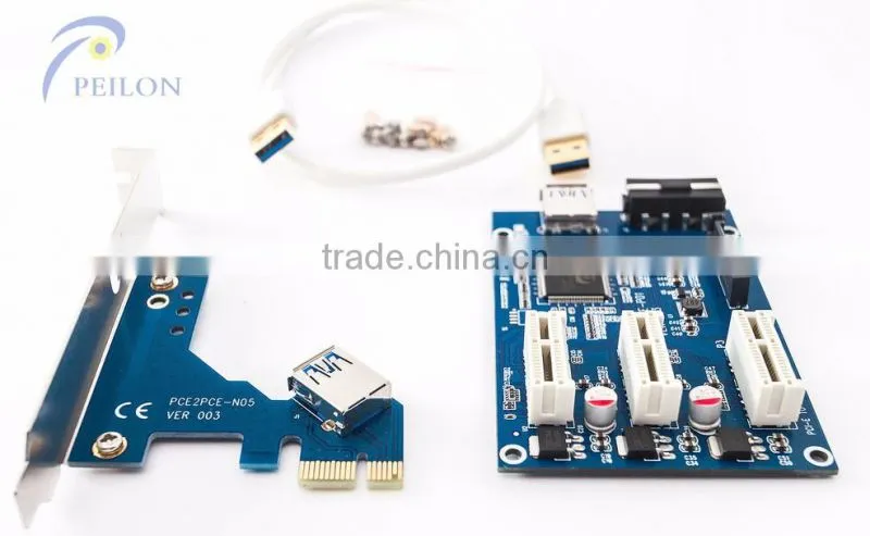 Pci-e express 1x to16x 3 slots pci Riser Card pci-e to pci converter card splitters for pci-e 3 port for bitcoin