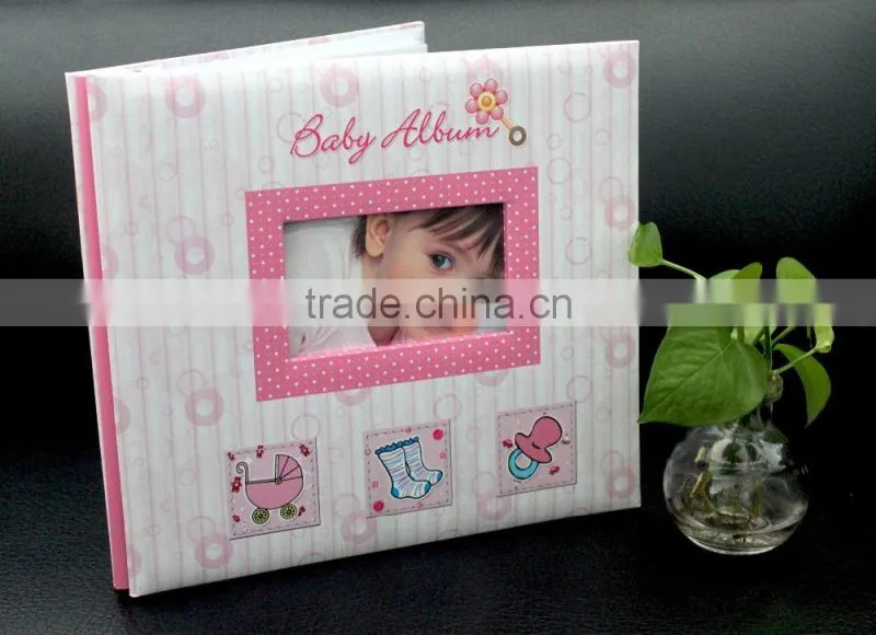 Pink photo albums for children's childhood, paper cover 8"x8" scrapbook album