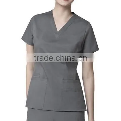 ZX OEM ODM scrubs wholesalemedical scrubs chinaGrey Nurse Scrub Suit With Tagless Neck