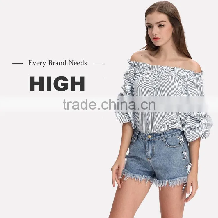 Women latest off shoulder styles casual blouse designs images