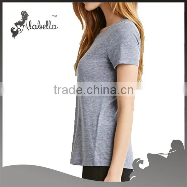 Cotton fabric plain t shirts with short sleeve
