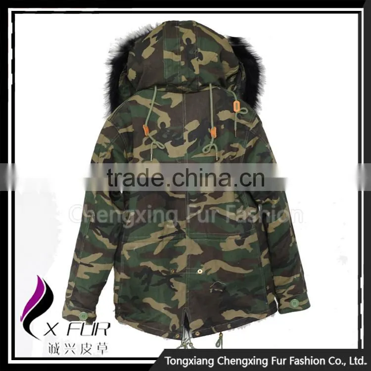 CX-G-P-05G Wholesale Parka Coat Genuine Fox Fur Girls Clothes