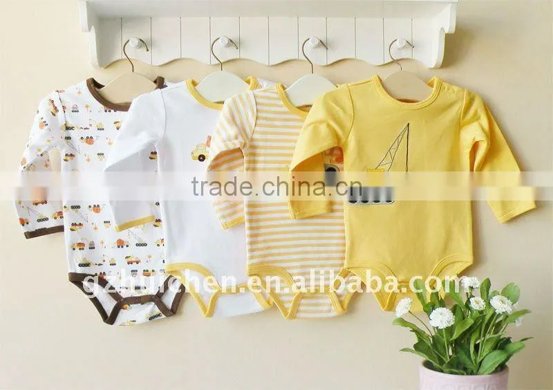 mom and bab 2012 sping baby clothes 100% cotton embroider long sleeve bodysuit