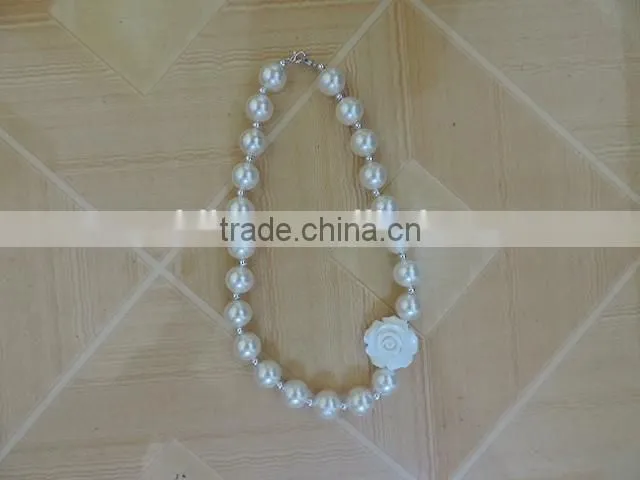 baby girl flower necklace peral crystal symmetric kids clothes accessories wholesale 2016 children jewelry