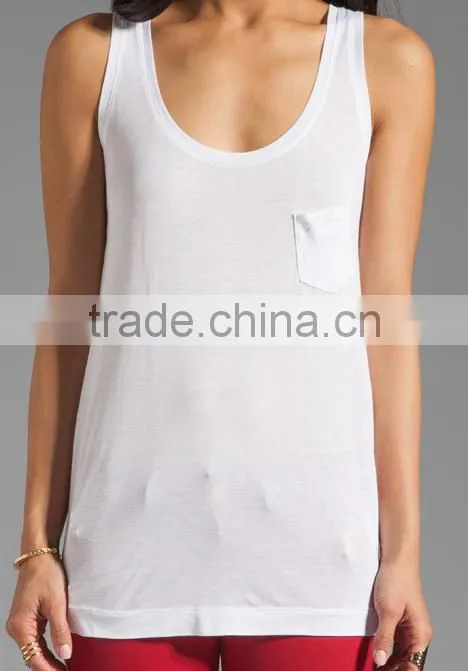 Loose Pocket Tank in White