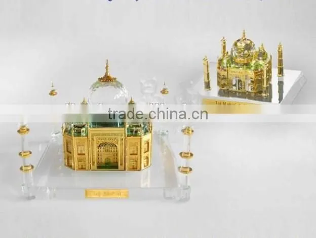 High Quality K9 crystal Taj Mahal model with 24k gold plating metal JC0008