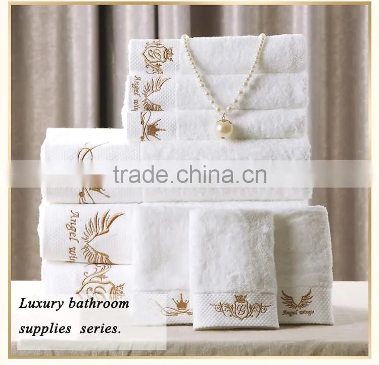 China factory wholesale white embroidery logo face hotel towel