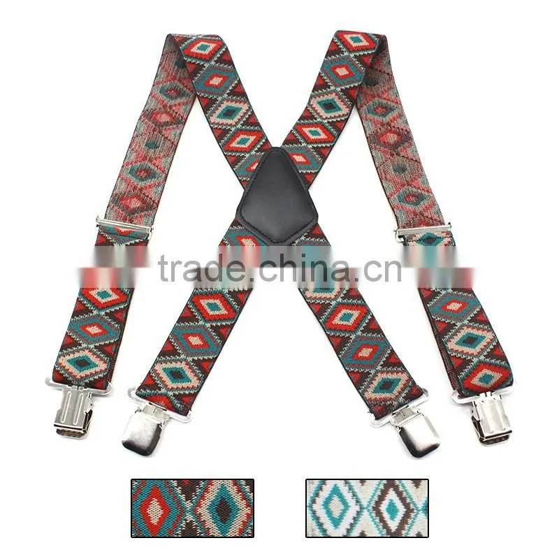 2017 Jacquard Checkered Weave Men Suspenders - Wide Clip Brace