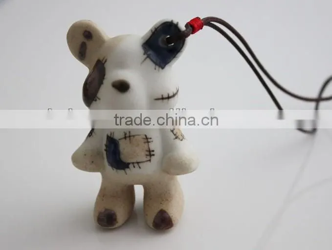 'Patch Bear' Promotion Gifts for Decorations Accessory,China Novelty Ceramic Mobile Charms,Promotional Mobile Phone Pendant
