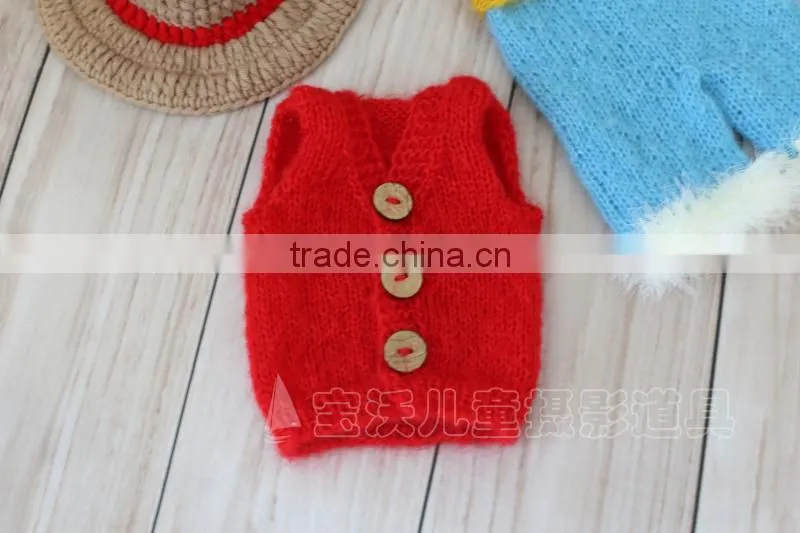 Baby Pants Set Knit Newborn Baby Boy Bonnet and Shorts Vintage Infant Clothes Photography Props