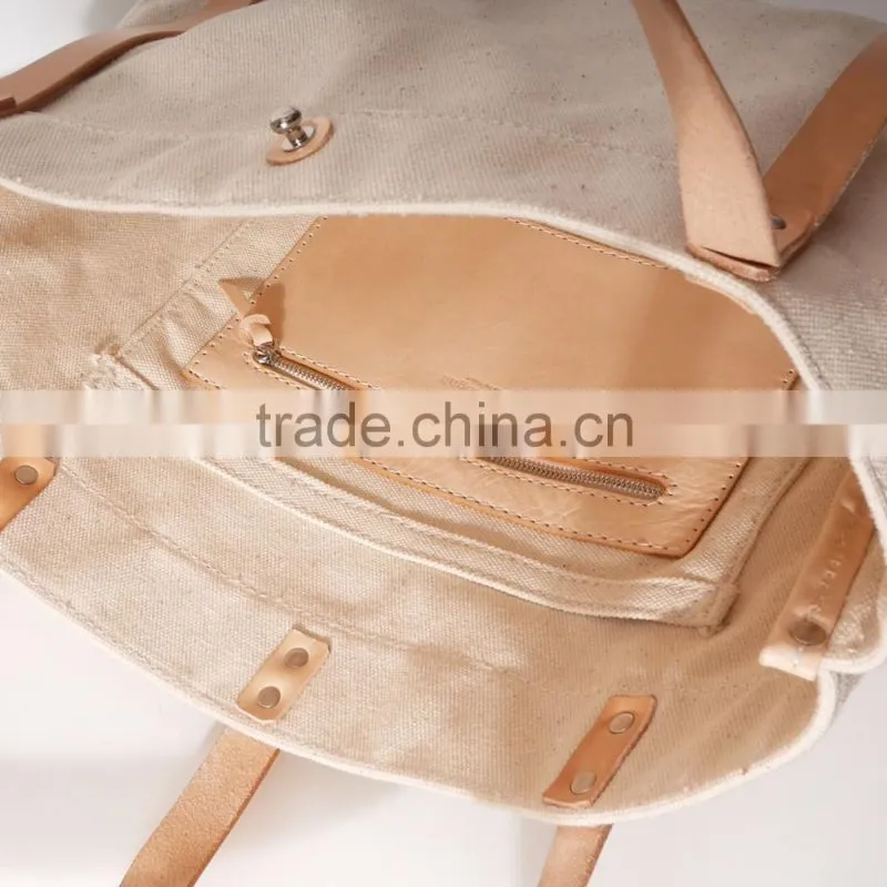 2017 new fashion vintage khaki double strap canvas bag solid bag