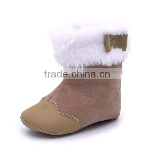 winter warm lovely bowknot anti-slip baby cotton walking shoes