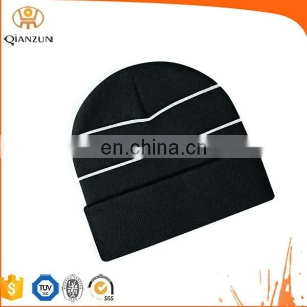 embroidery custom reflective beanie hat / winter hat wholesale