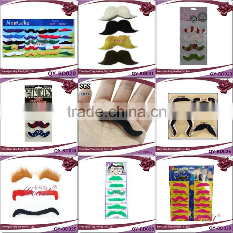 artificial pink party short floss moustache beard