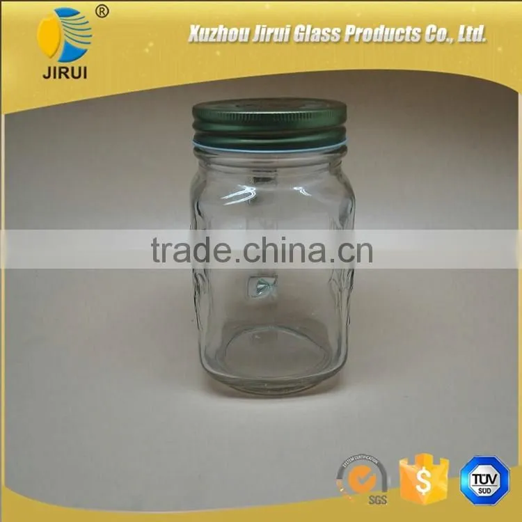 480ml Square Shape Chicken Design Clear Glass Maon Jar