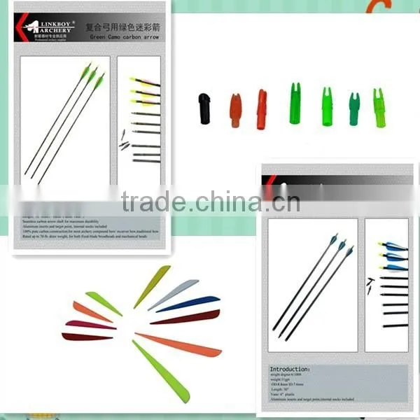 Hot Sale Linkboy Plastic Vanes Black Carbon Arrow Hunting