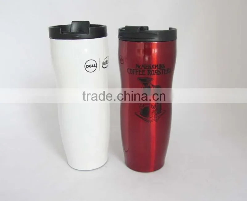 14oz high quality custom non spill double wall stainless steel thermos travel mug with screw lid
