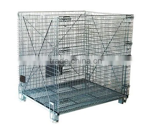 Large stack welded pallet wire mesh lockable rolling cage