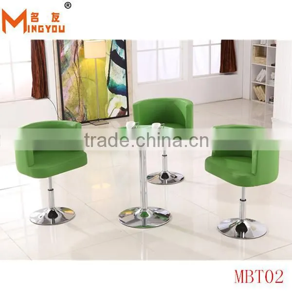 Round top bar table ,chromed base bar chair