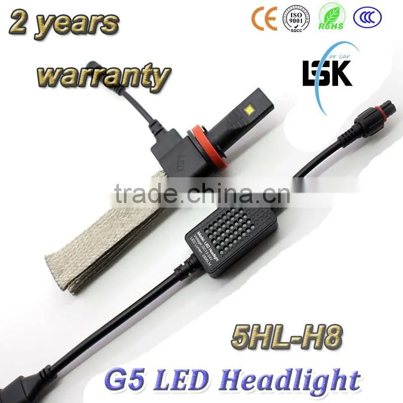 Hot sell !!! G5 trade assurance led auto h8 headlght waterproof with white colors 6500k