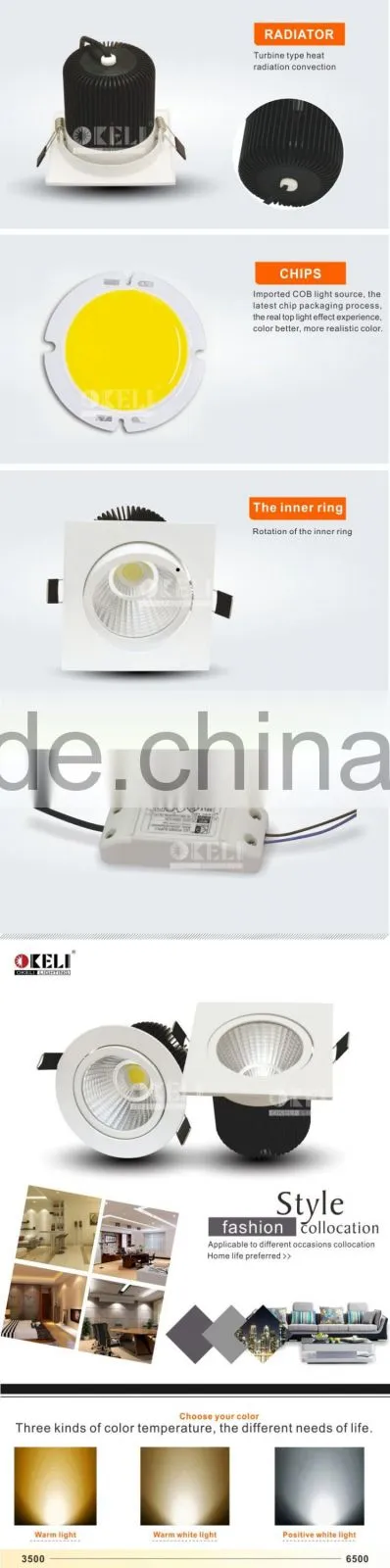 Recessed led downlight,adjustable led downlight with BIS driver