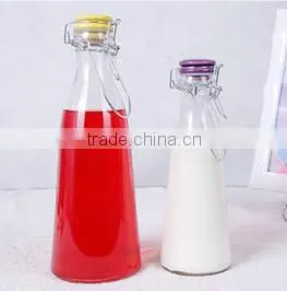 Wholesale beverage glass bottles glass juicer bottle with swing top lids
