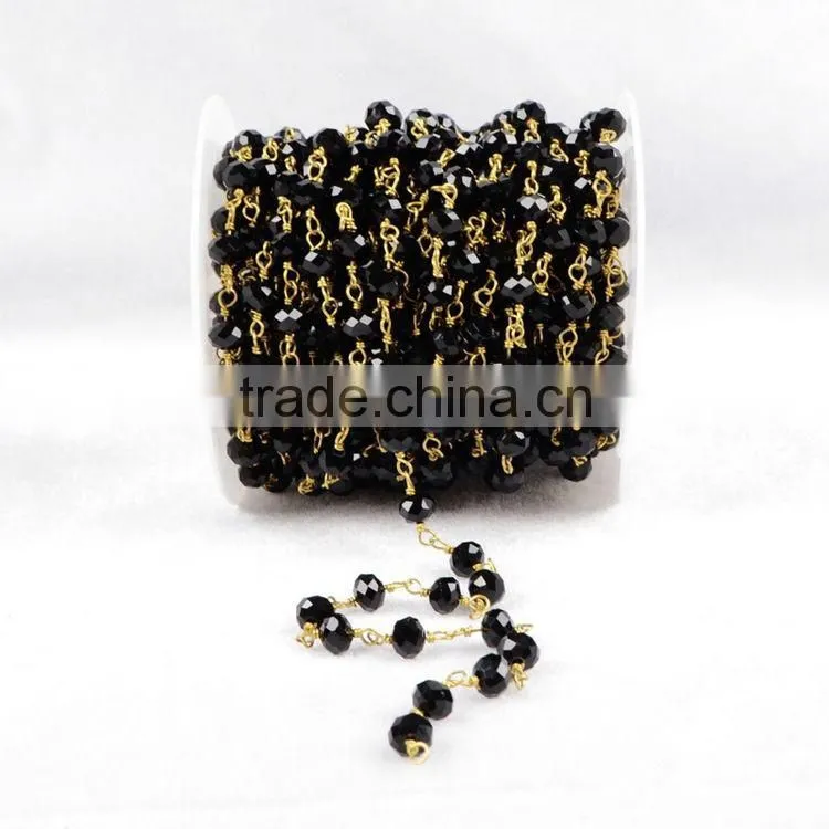 $4/meter by Trade Assurance- Cheap Natural black agate stone beaded chains for necklace jewelry DIY