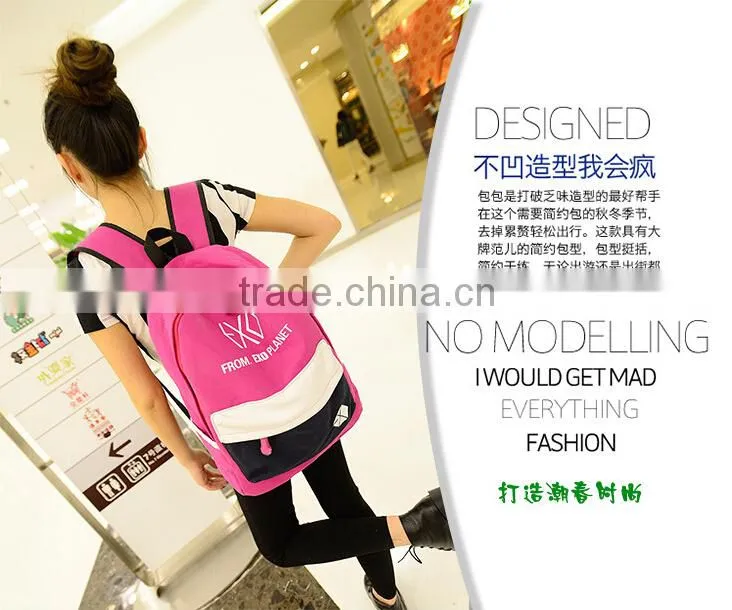 2015 new design ladies colors canvas backpack for stock