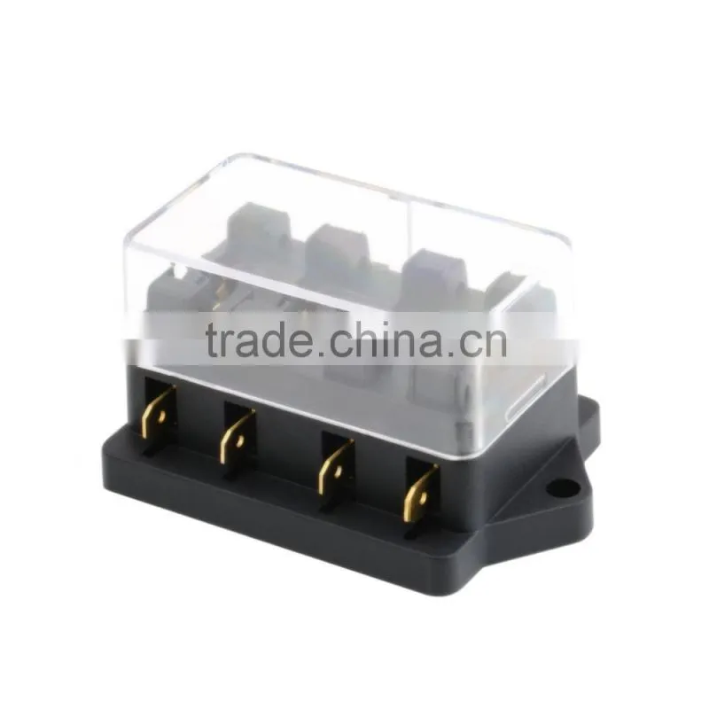4 Way Fuse Box DC 12V 24V Max DC 32V Circuit Car Trailer Auto Blade Fuse Box Block Holder ATC ATO 2-input 4-ouput Wire
