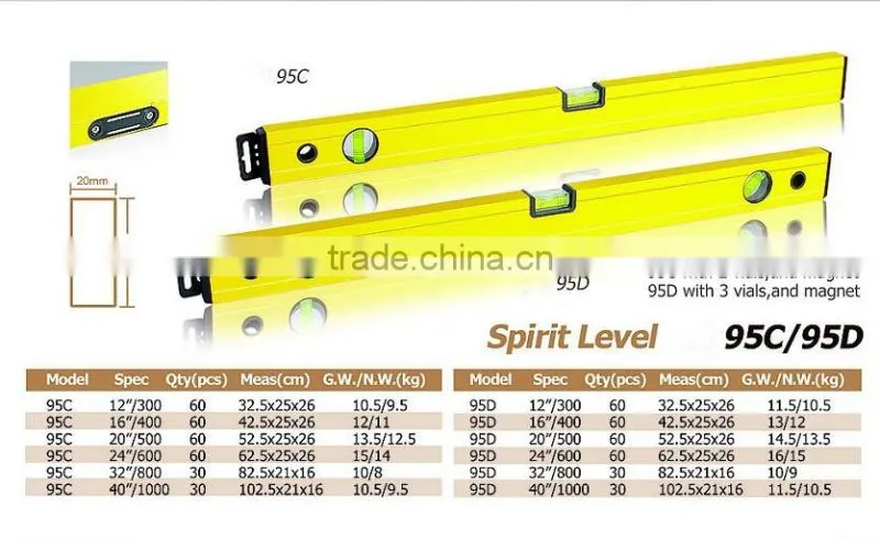 professional aluminum spirit level ruler / aluminum spirit level