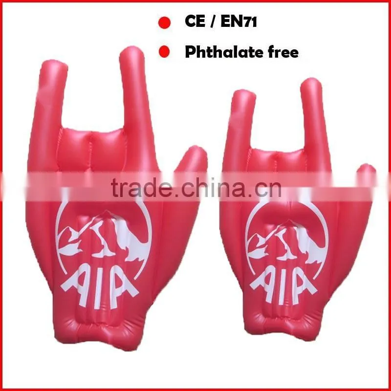 PVC inflatable big hand with logo printed aduited supplier