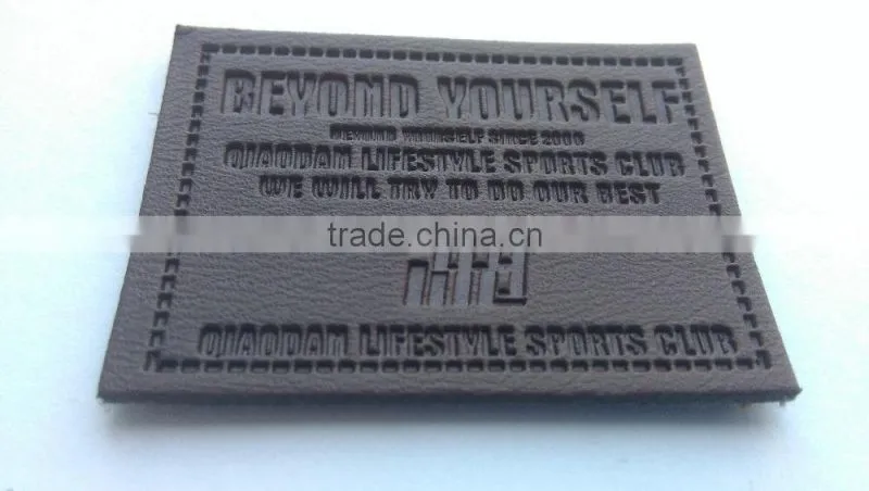 custom debossed leather jeans patch for garment