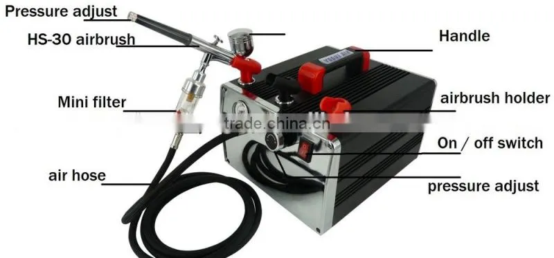 Haosheng HS-218K airbrush compressor kit with airbrush HS-30
