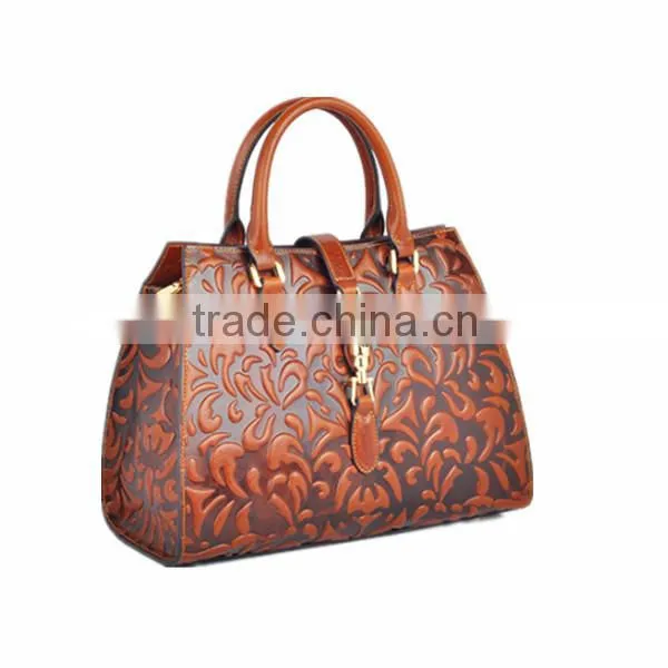 Best Selling Latest Design Ladies Genuine Leather Handbag Brown Genuine Laether Handbag