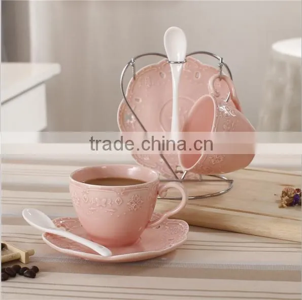 Bone Porcelain Glaze Ceramic Coffee Cups And Saucers Ceramic Tableware LS-2