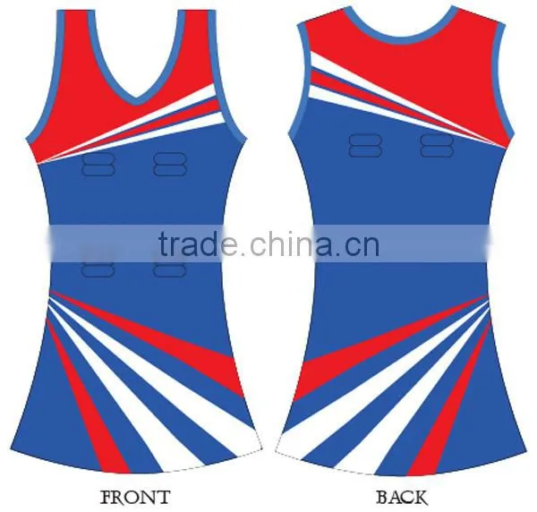Red color custom made netball dress fit slim style