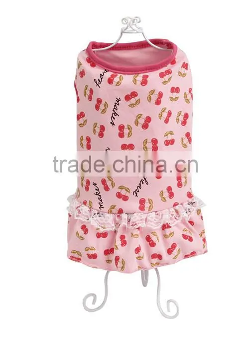 Cute Cherry Design high Quality Female small dog clothes made in china