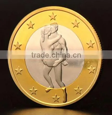 custom Sex collected 6 Euro brass sexy coins