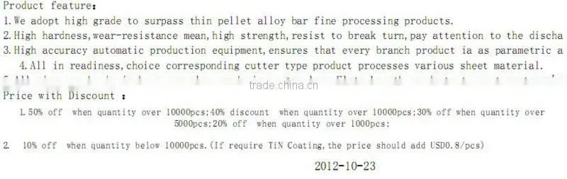 Cemented carbide tungsten pcb lead milling cutter