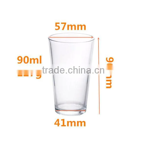 90ml Drinking glass clear cup factory for water juice coffe tea