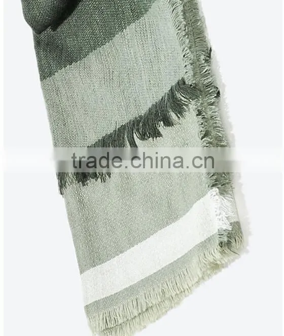 Green Tassel Fringe ,Oversize Tartan Pashmina Scarf. Striped Tartan Scarf,Tartan Pashmina Scarf,