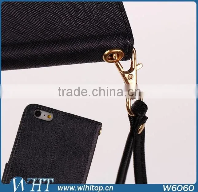 Case For iPhone 6 Plus Wallet Leather Case + Strips Color Mix Design With Card Slots PU Leather