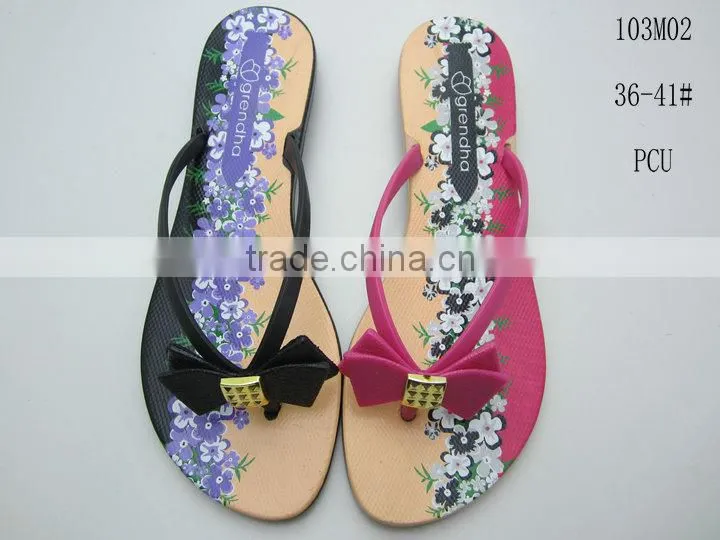 2014 Hot Selling and Fashion PCU Women Flipflops with Various Colors