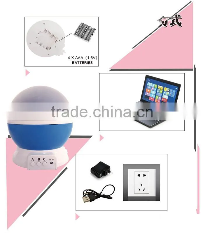 Led kids muti-color led rotating lamp light led projector RGB indoor led lamp rotating room light
