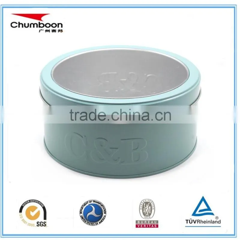 round tin can for cookie with PVC window/ biscuit tin box
