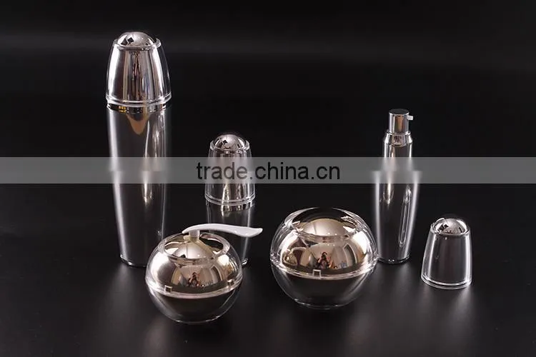 Acrylic round and oval cosmetic bottles
